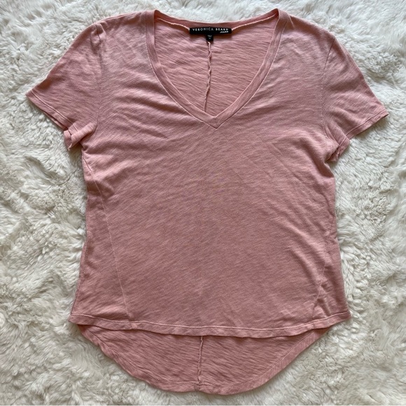 Veronica Beard Blush V-Neck Tee - Picture 2 of 7